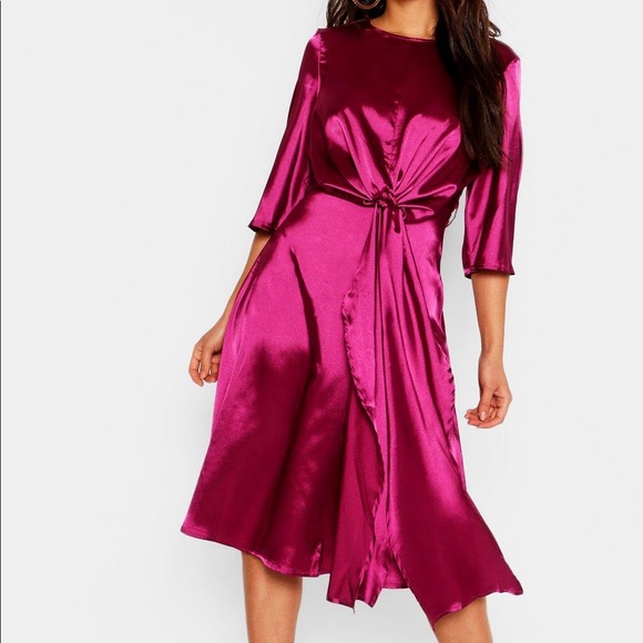 knot front kimono midi dress